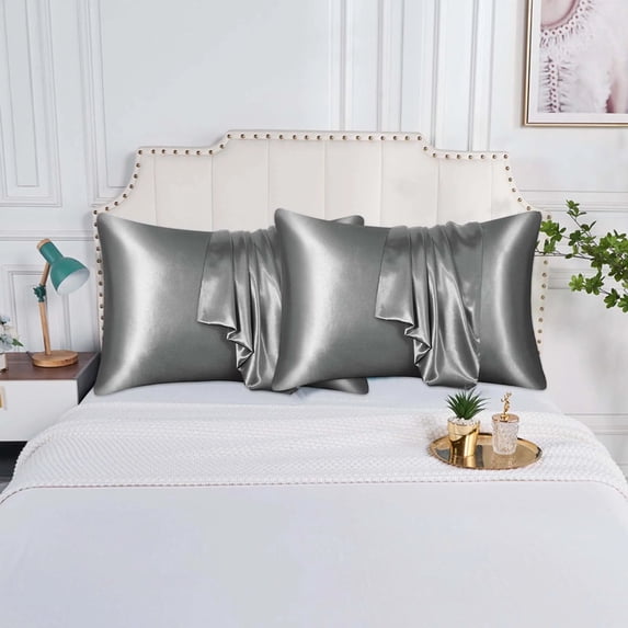 Silk Pillowcase for Hair and Skin, Real Silk Pillow Cases Queen, Not Satin Pillowcase, Zipper Closure (Dark Gray,20x26in)