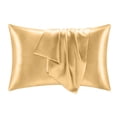 thumbnail image 1 of Silk Pillowcases 2 Pack, 20X26 In, Gold Solid Cooling Fabric, Satin Pillowcase For, Standard Bed Sleeping, Breathable Smooth Weave, 2 Pc, 1 of 8