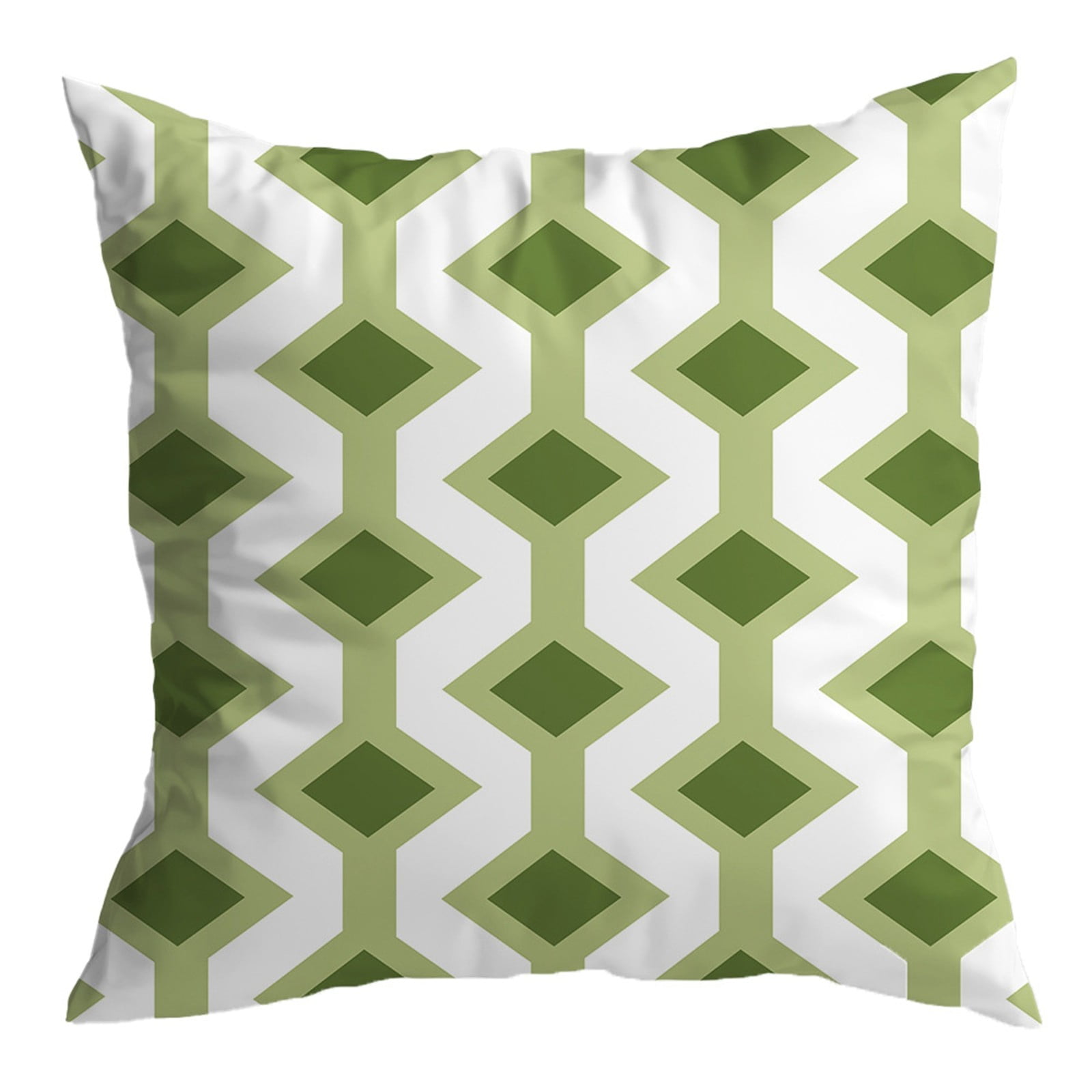 Silk Pillowcases Size Spring Green Retro Geometric Throw Pillow Cover