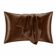 thumbnail image 1 of Silk Pillowcases for And Skin, Silk Satin Pillowcase, 20X26 In, Standard Bed Bedding, Solid Chocolate Brown, 2 Pack, Machine Washable, Bedroom Nightly Rest, 1 of 8