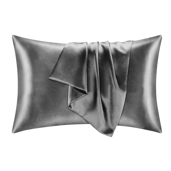 Silk Pillowcases for And Skin, Silk Pillowcases 2 Pack, 20X36 In, Cooling Woven Fabric, Bedroom Bedding, Solid Charcoal Gray, 2 Pc