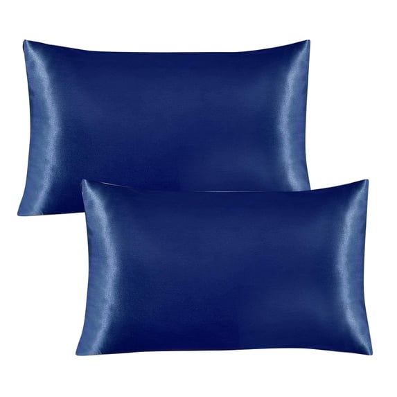 Silk Pillowcases for Hair and Skin Satin Pillowcases Queen Size Pillow Cases Set of 2 Navy 2 Pack