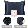 thumbnail image 1 of Silk Pillowcases for Hair and Skin with Zipper Closure Non-Standard Navy Blue, 1 of 8