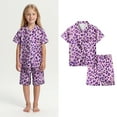 thumbnail image 1 of Silk Pjs Kids Leopard Pjs Short Sleeve Button Down Loungewear Soft Matching Kids Pajamas 8-9 Years, 1 of 5