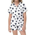 thumbnail image 1 of Silk Pjs Kids Valentines Day Pajama Short Sleeve Heart Print Button Down Sleepwear Boys Size 5-6 Years Pajamas, 1 of 5