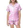 thumbnail image 1 of Silk Pjs Kids Valentines Pjs Short Sleeve Heart Button Down Nightwear Girl Pjs 4-5 Years, 1 of 4