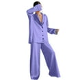 thumbnail image 1 of Silk Pjs Set for Women 2 Pieces Valentines Pajamas Long Sleeve Button-Down Sleepwear Purple Pajama Set for Women, 1 of 5
