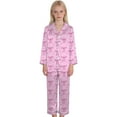 thumbnail image 1 of Silk Pjs for Kids Valentine Pjs Long Sleeve Bow Print Button Down Sleepwear Boys Pajama Set 9-10 Years, 1 of 4