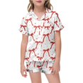 thumbnail image 1 of Silk Pjs for Kids Valentines Pajamas Short Sleeve Bow Print Button Down Loungewear 4-5 Years Girl Pajamas, 1 of 4