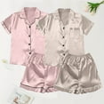 thumbnail image 1 of Silk Pjs for Women Set 2 Pcs Button Down Womens Pajamas Shorts Set Womens Loungewear Fashion Clothing Set, 1 of 3