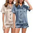 thumbnail image 1 of Silk Pjs for Women Set 2 Piece Button Down Shorts Pajama Set for Women Lounge Wear for Women Cute Pj Sets Woman, 1 of 3