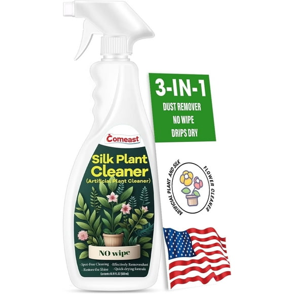 Silk Plant Cleaner Spray No Wipe, Artificial Plant Cleaner and Silk Flower Cleaner Spray, Silk Flower Cleaner Spray No Wipe Spray Away Dust Remover, Drips Dry Faux Plant Spot 16.91 fl oz