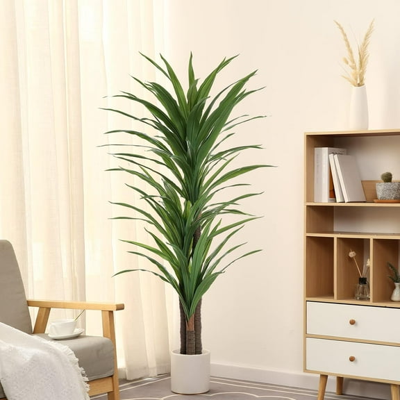 Silk Plant Corn Stalk 5ft Tall Faux Plants Indoor Large Fake Plants Potted Yucca Tree Tropical Floor Plants Artificial Silk Palm Trees for Home Office Store Decor Housewarming Gift