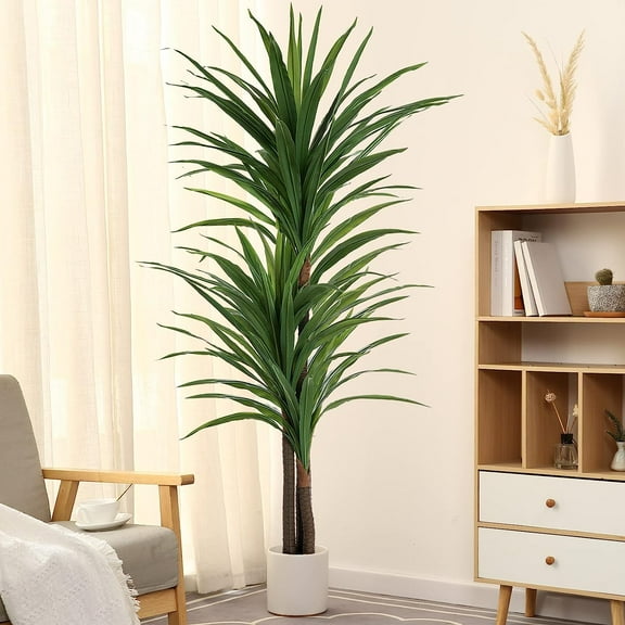 Dracaena Silk Plant Corn Stalk 6ft Tall Faux Plants Indoor Large Fake Plants Potted Yucca Tree Tropical Floor Plants Artificial Silk Palm Trees for Home Office Store Decor Housewarming Gift