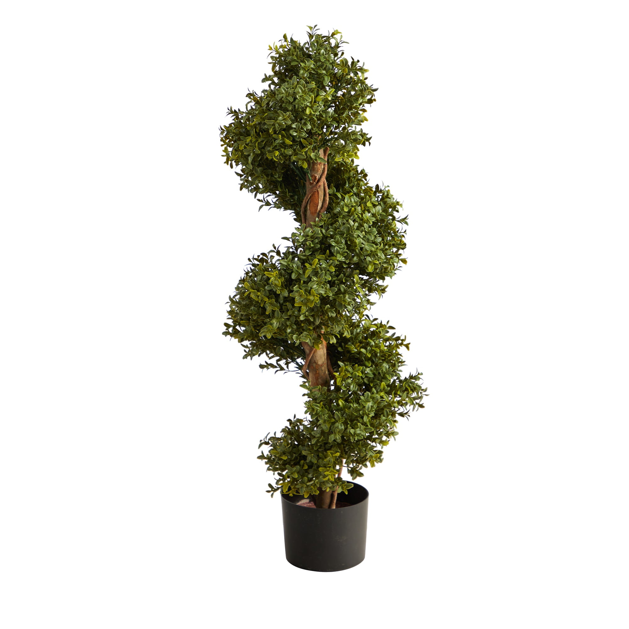 Posh Jungle Vibes 37" Boxwood Topiary Spiral Tree in Black Planter