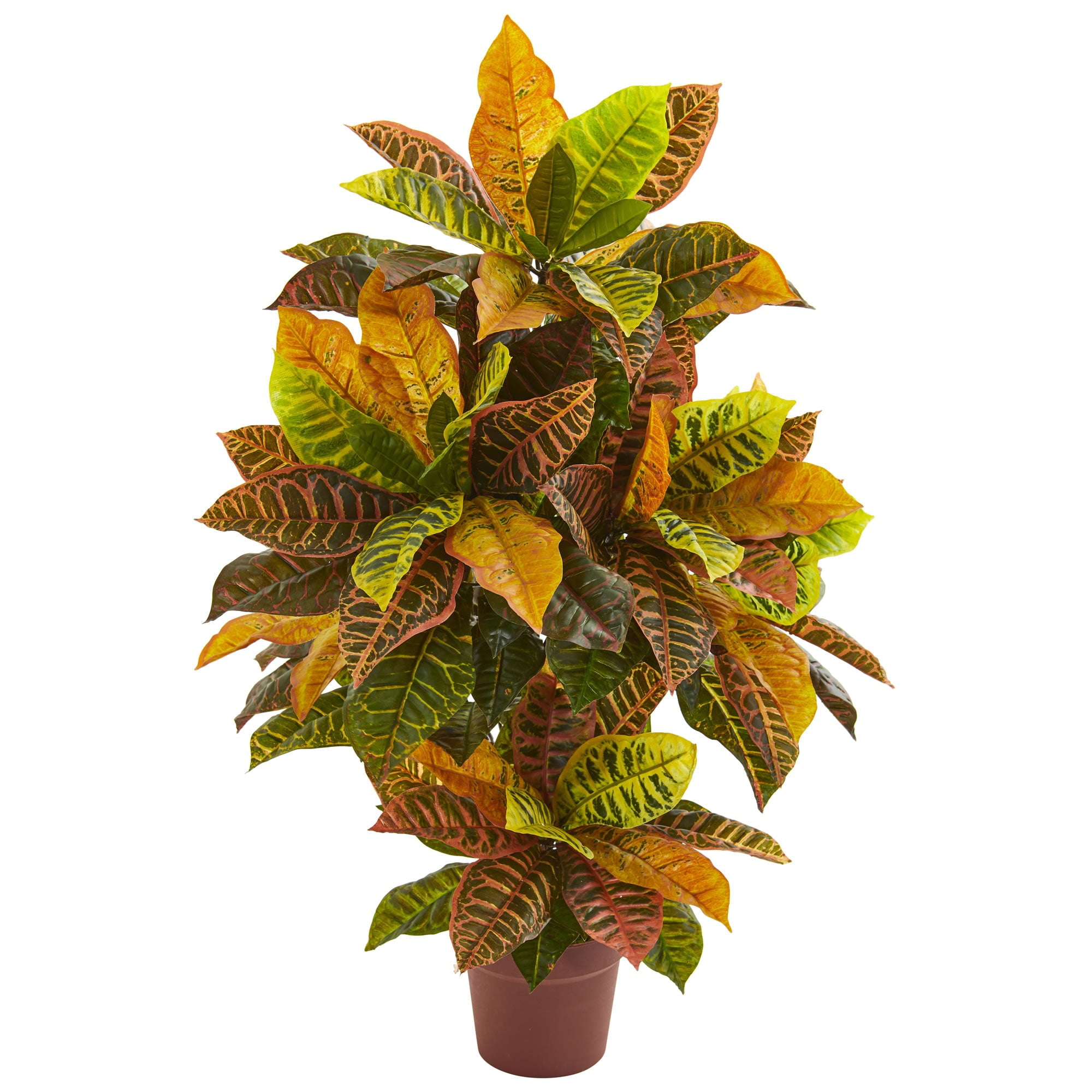 Sunset Serenity 37" Silk Croton Outdoor Potted Arrangement