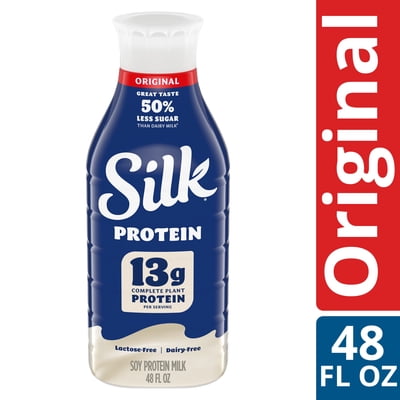 Silk Protein Dairy Free, Lactose Free Original Complete Plant Protein Milk, Plant Based Milk, 48 fl oz Bottle