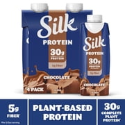 Silk 30g Chocolate Protein Shakes, Dairy Free, Lactose Free, Ready to Drink Complete Plant Protein Shakes, 11.15 fl oz Bottles, 4 Count