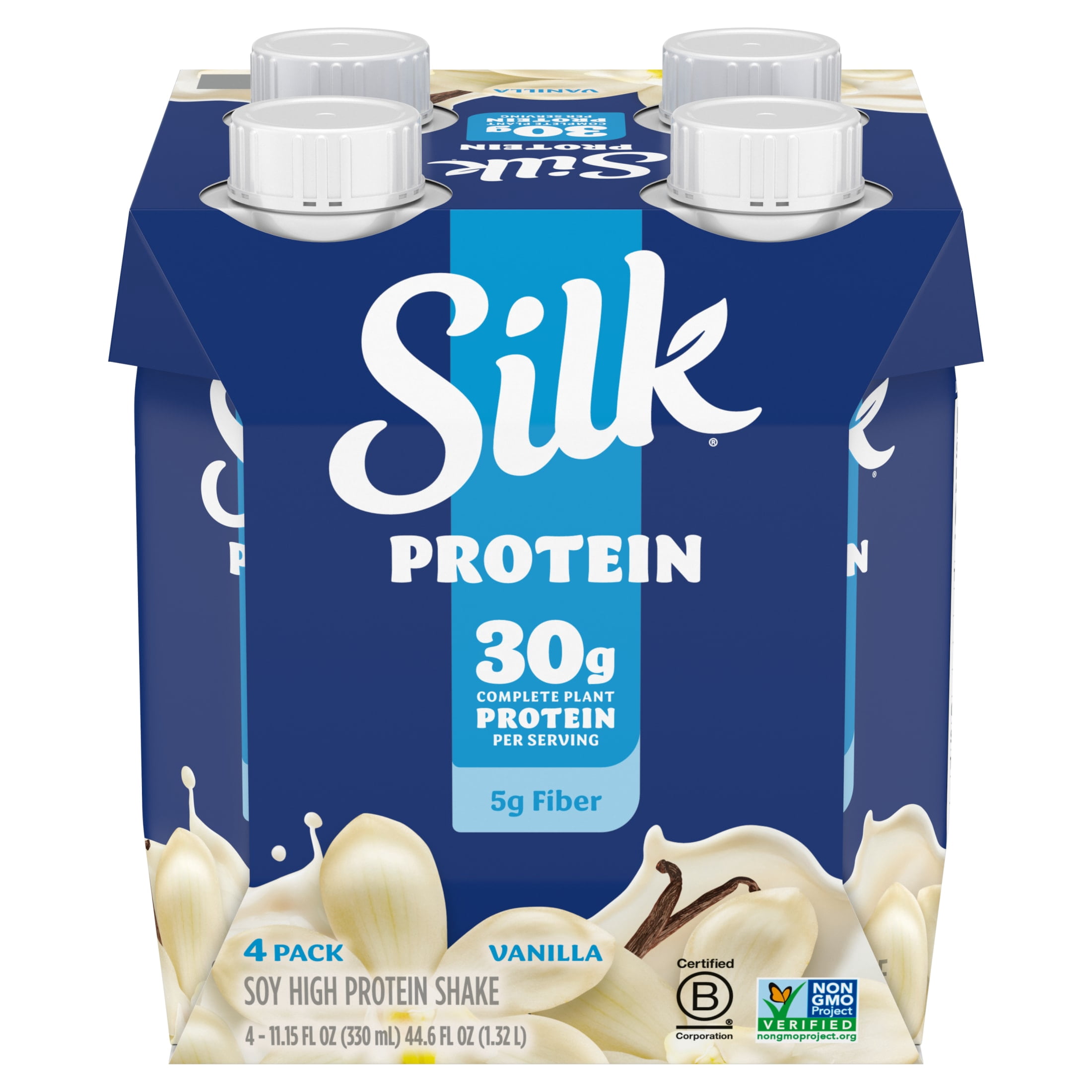 Silk Protein Shake, Shelf Stable, Vanilla, 11.15 fl oz, 4 Count​ Bottles