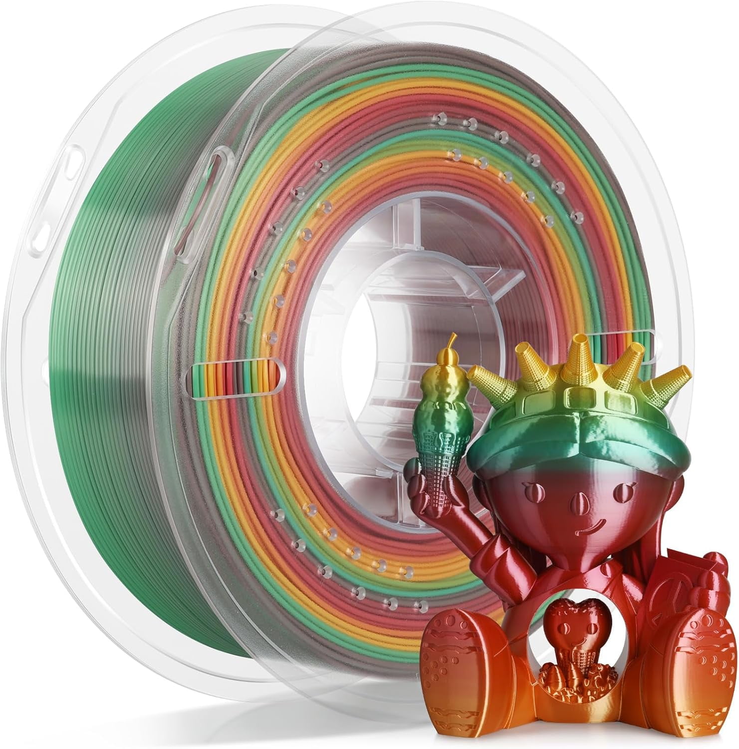 Silk Rainbow PLA Filament 1.75mm, 3D Printer Multicolor Filament, Color ...