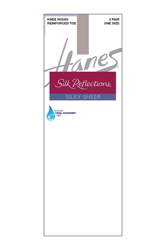Silk Reflections Silky Sheer Knee Highs with Reinforced Toe, 2-Pairs Soft Taupe Women's