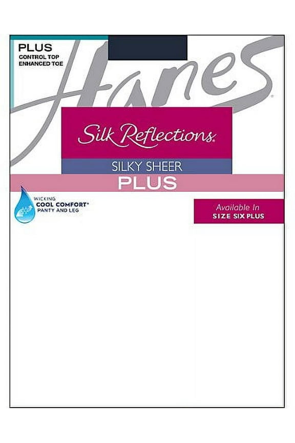 Silk Reflections Womens Plus-Size Control Top Enhanced Toe Pantyhose