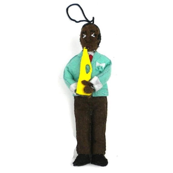 Silk Road Bazaar SROR148-597693 Handmade & Fair Trade Louis Armstrong Felt Ornament
