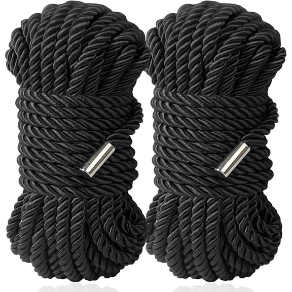 Silk Rope, 32 Feet 8 mm Soft Rope Durable Multipurpose Long Satin Braided Twisted Rope (Black, Black)