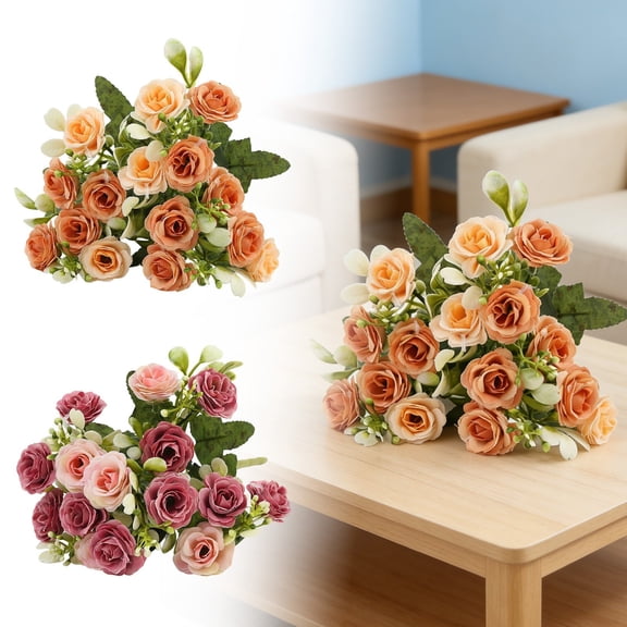 Silk Rose Arrangement for Home with Realistic Design and Easter Pattern Floral Display, 29 cm, Orange