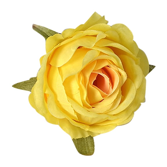 Silk Rose Flower Heads, Artificial Rose, Single Rose Flower Rose Flower Head Flower for Flower Arrangement DIY, Wedding Ceremonies, Bridal Bouquets, Parties, Flower Wreath, 2.76 Inch, Yellow