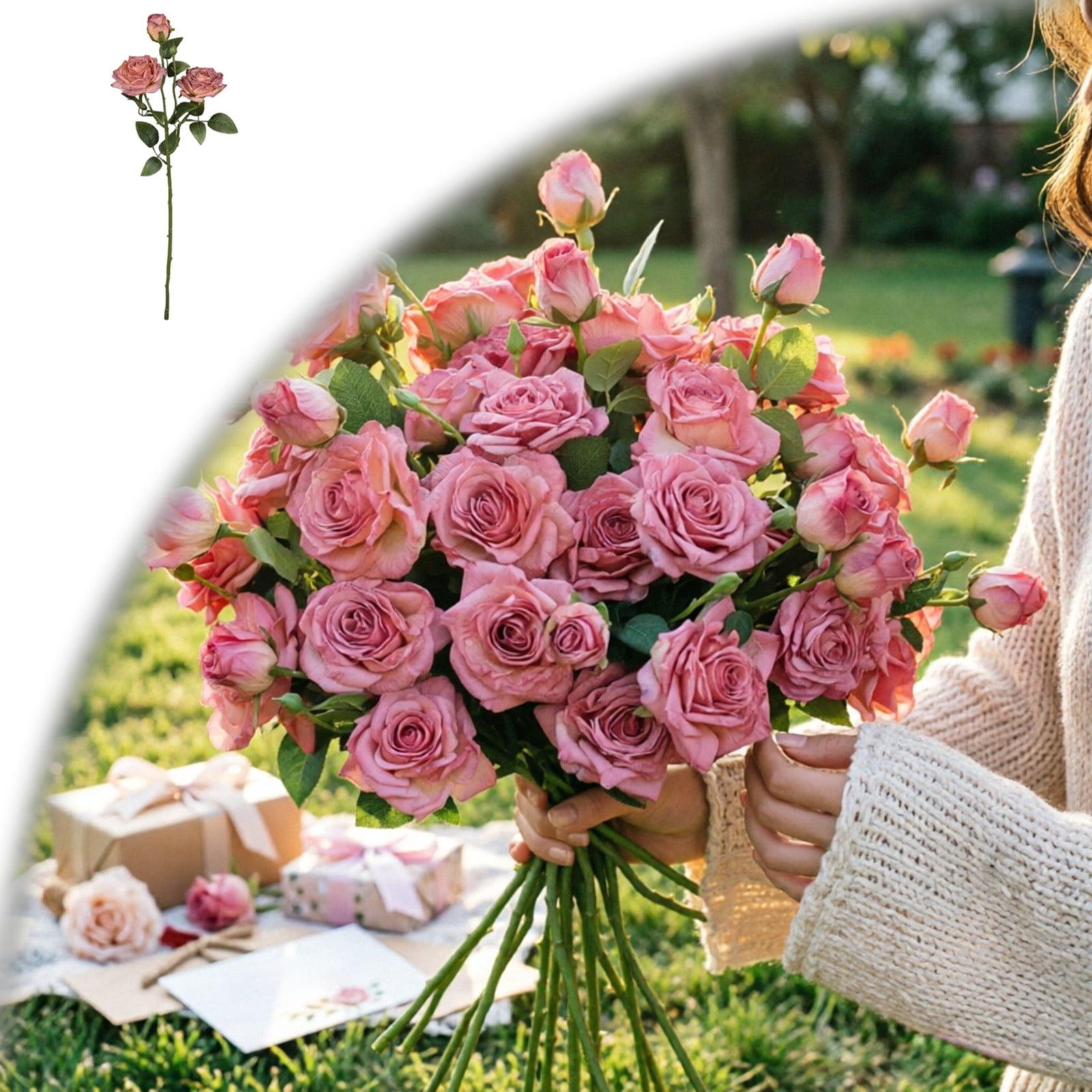 Silk Roses Artificial Flowers Lifelike Design Fade Resistant Material ...