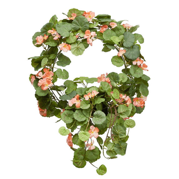 Silk Salmon Geranium Wreath - For Spring and Summer Floral Arrangements, Centerpieces and Home Decor