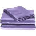 thumbnail image 1 of Silk Sateen Sheets 4 Piece 100 % Silk 1 Fitted Sheet, 1 Flat Sheet & 2 Pillowcase 15" Deep Pocket Soft Silk Bedding Set Wrinkle Free Fade Resistant Queen Lilac, 1 of 6