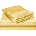 thumbnail image 1 of Silk Sateen Sheets 4 Piece 100 % Silk 1 Fitted Sheet, 1 Flat Sheet & 2 Pillowcase 15" Deep Pocket Soft Silk Bedding Set Wrinkle Free Fade Resistant Twin Gold, 1 of 6