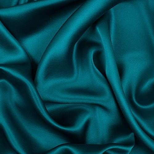 Silk Satin Bed Sheets, Silk Satin Bed Set with 4 Pillowcase, Satin Fitted Sheet , Silk Satin Flat Sheet 15 Inches Deep Pocket for Mattress -(Queen Teal)$$Bedding
