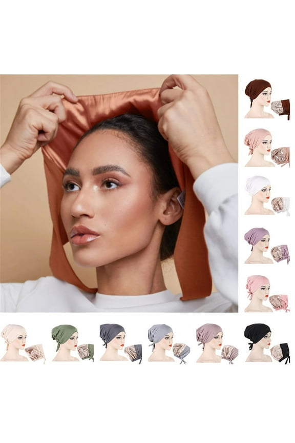 Silk Satin Bonnet Hair Wrap, Adjustable Silk Bonnets for Women Men Cap Silk Lined Slouchy with Adjustable Strap