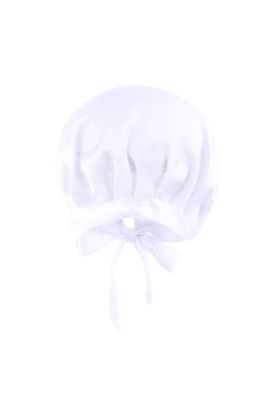 Silk Satin Bonnet Sleep Cap qinhaie Soft Satin Bonnet for Sleeping, Double Layer or Large Long Hair Cap for Women with Curly Hair Braids, Breathable Night HeadwrapDouble Layer White One Size
