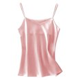 thumbnail image 1 of Silk Satin Camisole Womens Sleeveless Spaghetti Tank Tops Strap Cami Tops Solid Color Summer Comfy 2026 Soft Dressy Tank Shirts Pink 4XL, 1 of 4