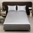 thumbnail image 1 of Silk Satin Fitted Sheet,Soft Deep Pocket Single Bottom Bed Sheets,Satin Fitted Sheet,Full Size Deep Pocket Luxury Bedding Single Bottom Bed Sheets Sold Separately,Mattress Protector Bed Cover, 1 of 4