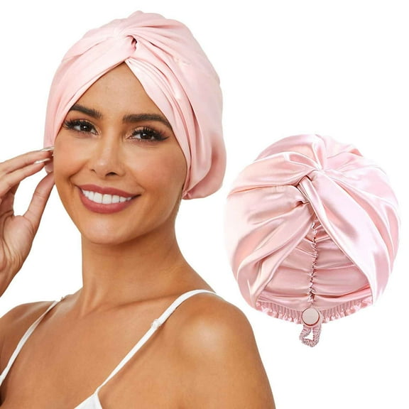 Silk Satin Hair Bonnet for Sleeping Double Layer Adjustable Hair Wrap Cap Turban for Women Men Curly Straight Long Large Braid Unisex
