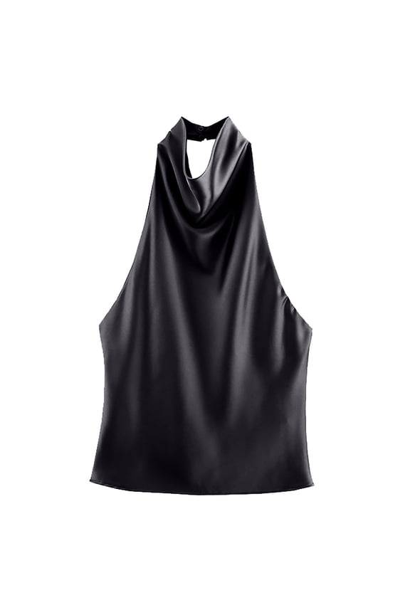 Silk Satin Halter Tops For Women,Casual Sleeveless Blouses Professional Blouses For Women Dress Shirts For Women Sleeveless Blouses For Women Basic Blouses Cowl Neck Blouses For Women Loose Fit