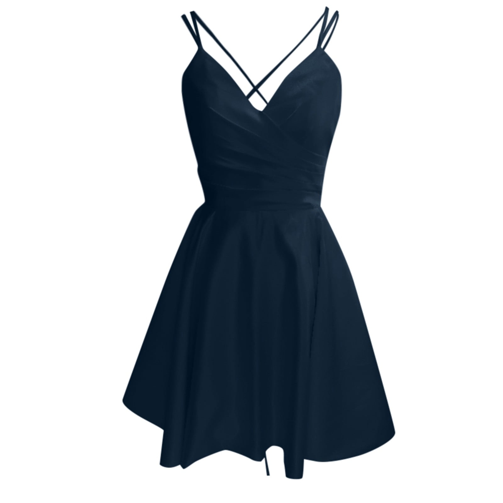 Satin Spaghetti Strap Ruffled Long Sleeve Layered Homecoming Evening Gown main image 0