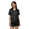 thumbnail image 1 of Silk Satin Pajama Set for Women, PUTUO 2 Piece Womens Pajama sets, Summer Soft Button Down Loungewear Pajama Shorts Set, 1 of 7