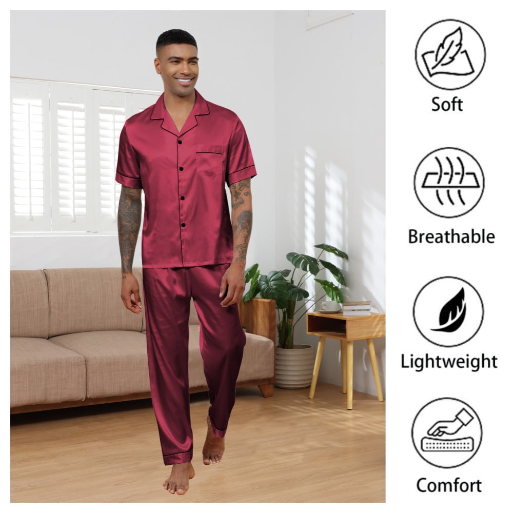 Mens satin short pajamas new arrivals