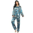 thumbnail image 1 of Silk Satin Pajamas Women Long Sleeve Silk Pjs for Women Set Two piece Button Down Sleepwear Small X Large, 1 of 4