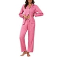 thumbnail image 1 of Silk Satin Pajamas for Women Set 2 Piece Silk Pjs Long Sleeve Top Cozy Sleepwear Silky Pajamas, 1 of 7