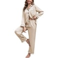 thumbnail image 1 of Silk Satin Pajamas for Women Set 2 Piece Silk Pjs Long Sleeve Top Cozy Sleepwear Silky Pajamas, 1 of 6