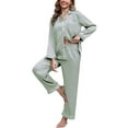 thumbnail image 1 of Silk Satin Pajamas for Women Set 2 Piece Silk Pjs Long Sleeve Top Cozy Sleepwear Silky Pajamas, 1 of 6