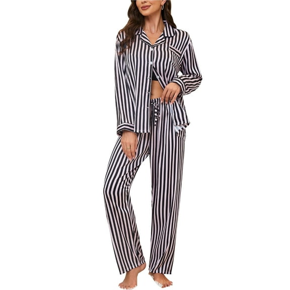 Silk Satin Pajamas for Women Set 2 Piece Silk Pjs Long Sleeve Top Cozy Sleepwear Silky Pajamas