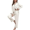 thumbnail image 1 of Silk Satin Pajamas for Women Set 2 Piece Silk Pjs Long Sleeve Top Cozy Sleepwear Silky Pajamas, 1 of 6
